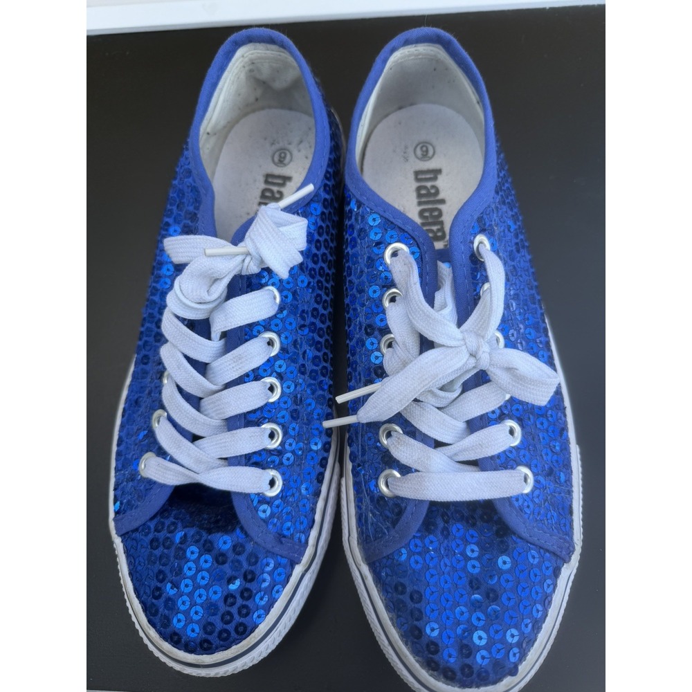 Balera Low Tennis Shoes Size 8-9 Womens Blue Sequin Sneakers Pre-Owned #WL6033